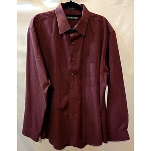 Eterno Executive Mens Long Sleeve Shirt Burgundy With Black Pin Stripes SZ 16.5